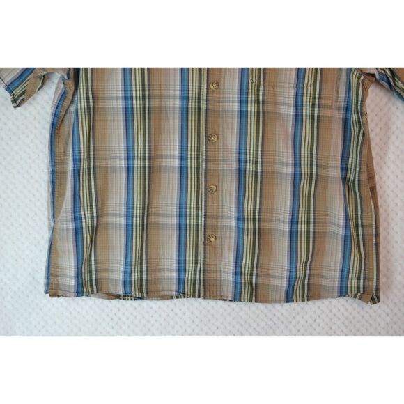 Duluth Trading Co Men's XL Brown Striped Plaid Short Sleeve Button Down Shirt - Picture 3 of 12